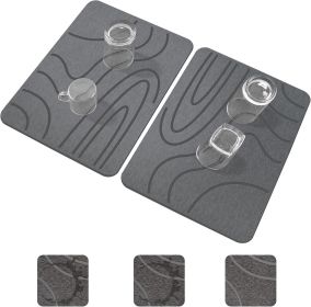 Stone Drying Mat for Kitchen Counter,2 Pack 16''x12'' Quick Dish Drying Stone Mat Kitchen,Double-sided Diatomaceous Earth Stone Drying Mat