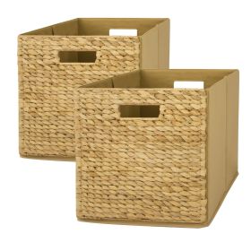 Fabric Cube Storage Bins (12.75" x 12.75"), Natural, 2 Pack