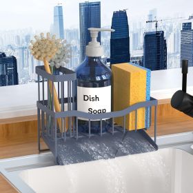 Sink Caddy Sponge Holder for Kitchen with Brush Holder and Stainless Steel Self Drain Tray, Rustproof Kitchen Sink Organizer for Sponge
